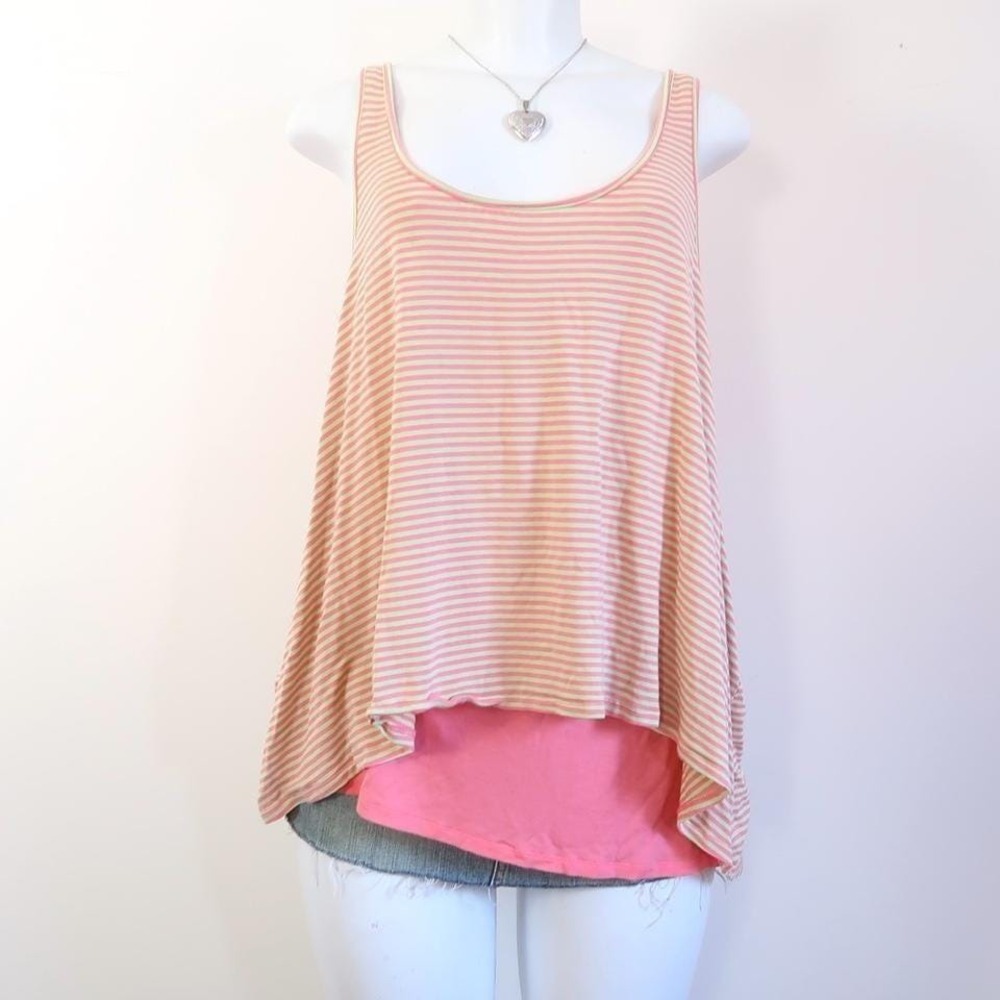y2k striped layered tank pink sage green